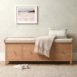 4 Drawer Shoe Bench - Inglesham Whitewash Oak - The Cotswold Company - thumbnail 2