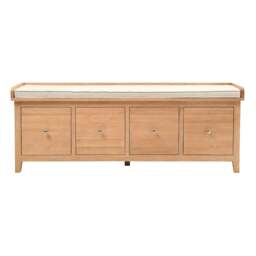 4 Drawer Shoe Bench - Inglesham Whitewash Oak - The Cotswold Company - thumbnail 4