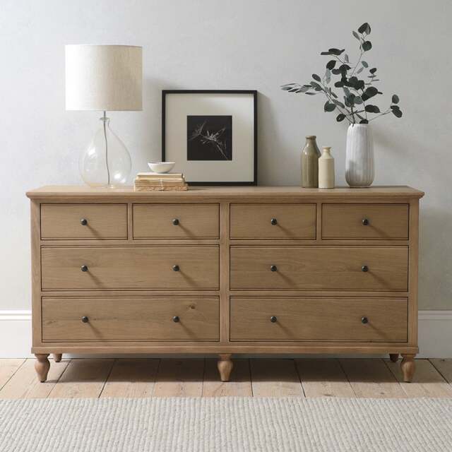 8 Drawer Wide Chest - Elkstone Mellow Oak - The Cotswold Company - image 1