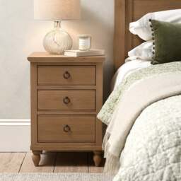 Elkstone Mellow Oak 3 Drawer Bedside - The Cotswold Company