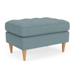 Foot Stool - Sky blue - House Linen Mix - Saxon Small - The Cotswold Company - thumbnail 1