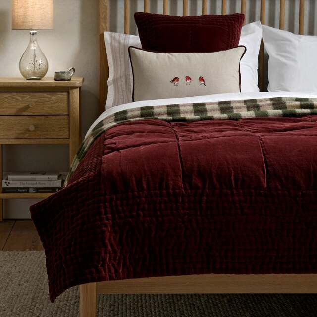 Cotton Velvet Bed Throw Rosehip - Home Accessories - The Cotswold Company - image 1