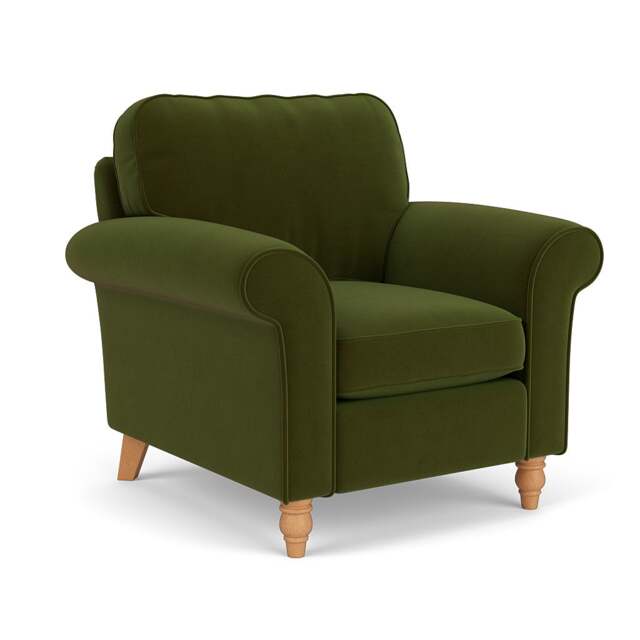 Armchair - Forest Green - Matt Velvet - Hurley - The Cotswold Company - image 1