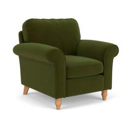 Armchair - Forest Green - Matt Velvet - Hurley - The Cotswold Company