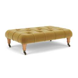 Foot Stool - Mustard - Matt Velvet - Amelia Small - The Cotswold Company