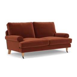 Large 2 Seater Sofa - Brick - Matt Velvet - Stewart - The Cotswold Company