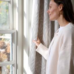 Curtain Pair - 117x228cm - Delmont Leaf Trail Natural - The Cotswold Company - thumbnail 3