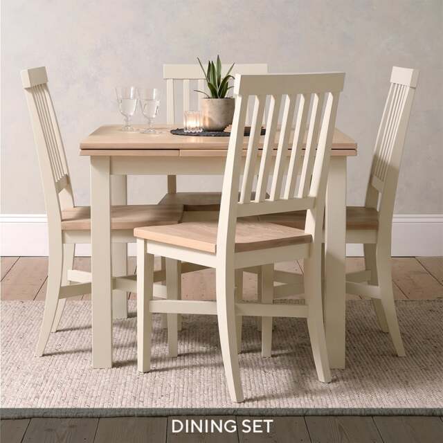 Square Extending Dining Table and 4 Dining Chairs Set - Chester Classic Cream - The Cotswold Company - image 1