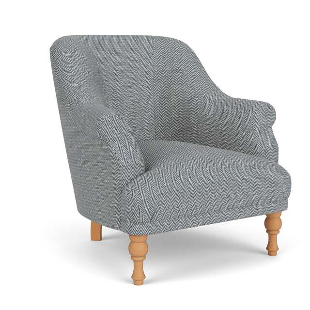 Armchair - Navy - Herringbone Weave - Everett - The Cotswold Company - image 1