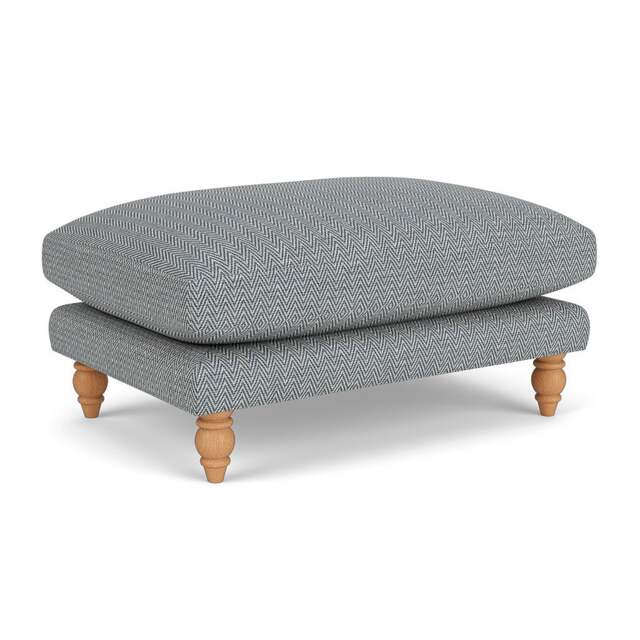 Foot Stool - Navy - Herringbone Weave - Emily - The Cotswold Company - image 1