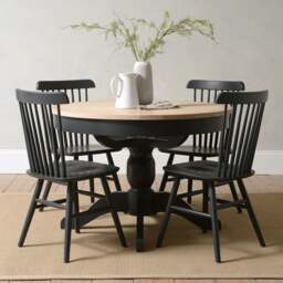 4-6 Seater Round Extending Dining Table - Chester Charcoal - The Cotswold Company
