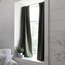 Curtain Pair - 167x182cm - Marling Linen Mix Moss - The Cotswold Company - thumbnail 1
