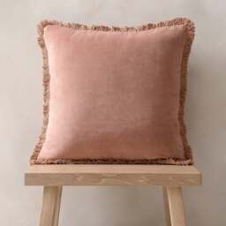 Cotton Velvet Fringed Cushion - Rose - Home Accessories - The Cotswold Company - thumbnail 2