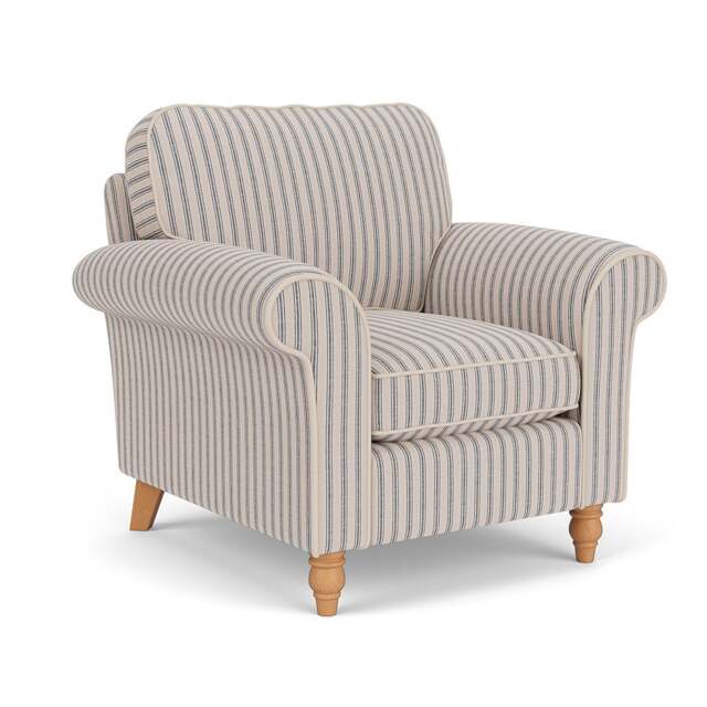 Armchair - Indigo - Kingham Stripe - Hurley - The Cotswold Company - image 1