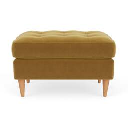 Foot Stool - Mustard - Matt Velvet - Saxon Small - The Cotswold Company - thumbnail 2