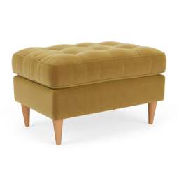 Foot Stool - Mustard - Matt Velvet - Saxon Small - The Cotswold Company