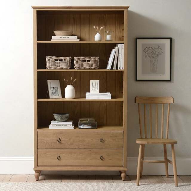 Elkstone Mellow Oak Large Bookcase - The Cotswold Company - image 1