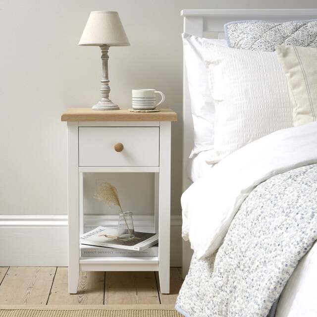 1 Drawer Bedside Table - Chester Pure White - The Cotswold Company - image 1