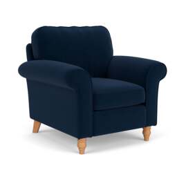 Armchair - Deep blue - Matt Velvet - Hurley - The Cotswold Company - thumbnail 1