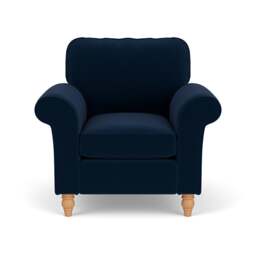 Armchair - Deep blue - Matt Velvet - Hurley - The Cotswold Company - thumbnail 2