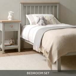 Single Bed, Mattress and Bedside Table Childrens Bedroom Set - Chester Dove Grey - The Cotswold Company - thumbnail 1