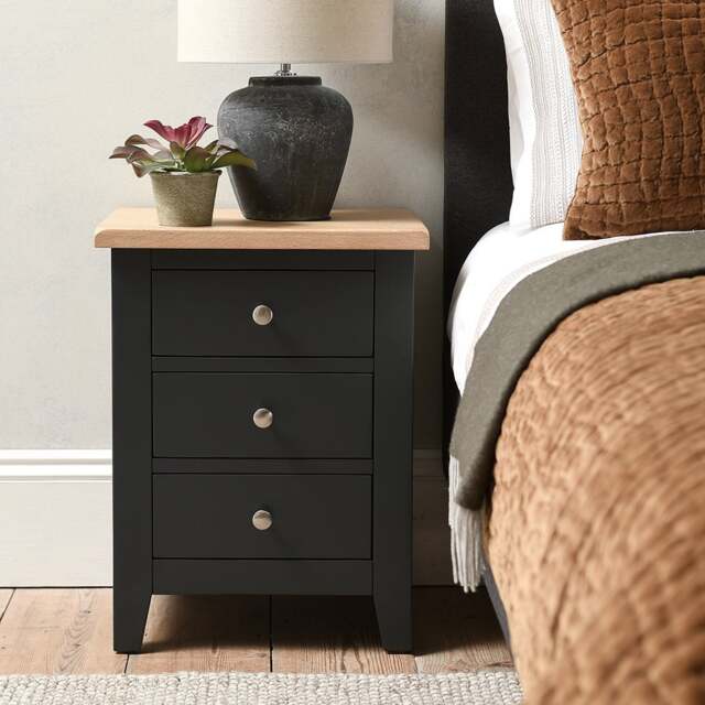 3 Drawer Bedside Table - Chester Charcoal - The Cotswold Company - image 1