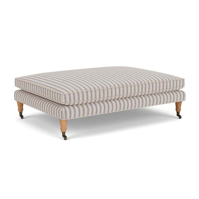 Foot Stool - Indigo - Kingham Stripe - Taylor - The Cotswold Company - image 1