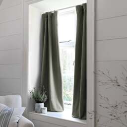 Curtain Pair - 167x182cm - Marling Linen Mix Olive - The Cotswold Company
