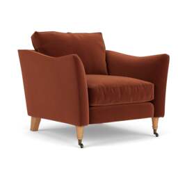 Armchair - Brick - Matt Velvet - Robinson - The Cotswold Company - thumbnail 1