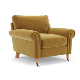 Armchair - Mustard - Matt Velvet - Osbourne - The Cotswold Company