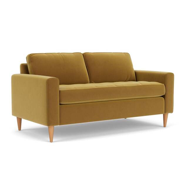 Large 2 Seater Sofa - Mustard - Matt Velvet - Saxon - The Cotswold Company - image 1