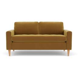 Large 2 Seater Sofa - Mustard - Matt Velvet - Saxon - The Cotswold Company - thumbnail 2