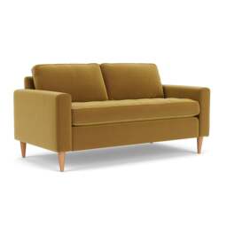 Large 2 Seater Sofa - Mustard - Matt Velvet - Saxon - The Cotswold Company