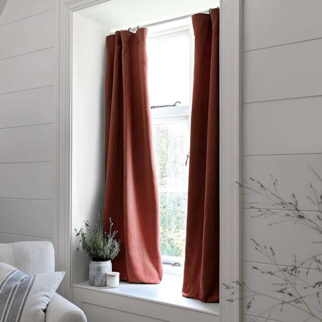 Curtain Pair - 167x274cm - Marling Linen Mix Brick - The Cotswold Company - image 1