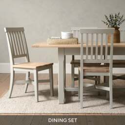 6-10 Seater Dining Table and 6 Dining Chairs - Chester Dove Grey - The Cotswold Company - thumbnail 1