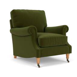 Armchair - Forest Green - Matt Velvet - Taylor High Back - The Cotswold Company