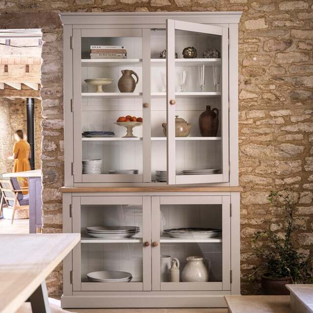 Large Glazed Dresser - Chester Dove Grey - The Cotswold Company - image 1