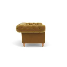 Large 2 Seater Sofa - Mustard - Matt Velvet - Harris Chesterfield - The Cotswold Company - thumbnail 3
