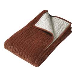 Cotton Velvet Driftline Weave Bed Throw Brick - Home Accessories - The Cotswold Company - thumbnail 2