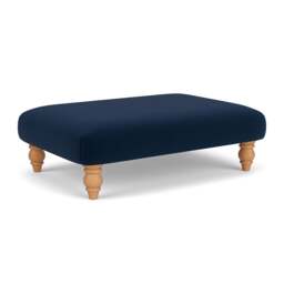 Foot Stool - Deep blue - Matt Velvet - Clara - The Cotswold Company