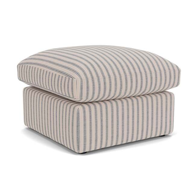 Foot Stool - Indigo - Kingham Stripe - Clarke Small - The Cotswold Company - image 1