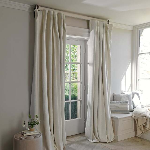 Curtain Pair - 167x182cm - Heathfield Herringbone Weave Ivory - The Cotswold Company - image 1