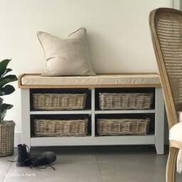Open Shoe Storage Bench - Chester Dove Grey - The Cotswold Company - thumbnail 2