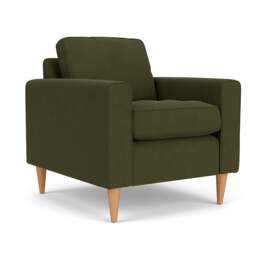 Armchair - Forest Green - House Linen Mix - Saxon - The Cotswold Company