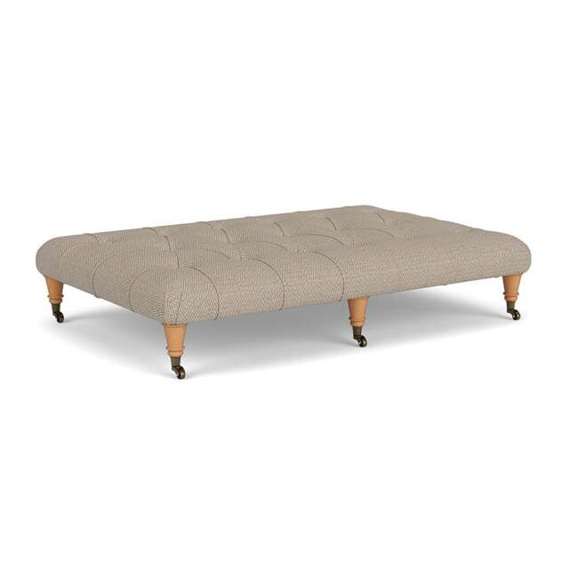 Foot Stool - Natural - Herringbone Weave - Amelia Large - The Cotswold Company - image 1