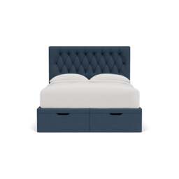 King Size Ottoman Storage Bed - Indigo - House Linen Mix - Calvert - The Cotswold Company - thumbnail 2