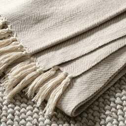 Herringbone Woven Throw Natural 140x190cm - Home Accessories - The Cotswold Company