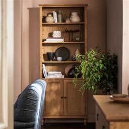 Elkstone Mellow Oak Alcove Display Cabinet - The Cotswold Company - thumbnail 2