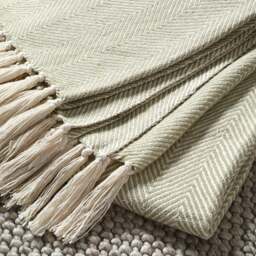 Herringbone Woven Throw Soft Green - Home Accessories - The Cotswold Company