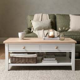 Coffee Table with Drawers - Chester Pure White - The Cotswold Company